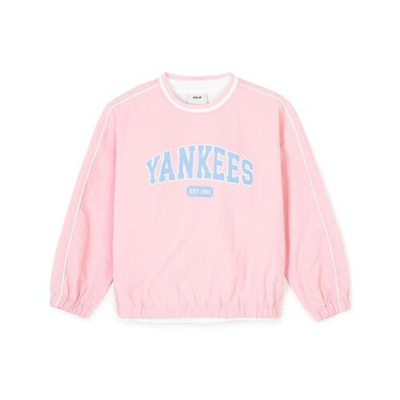 MLB Varsity Girl's Woven 3pcs Sweatshirt Set Up Tops Pink | Australia_MLB68246