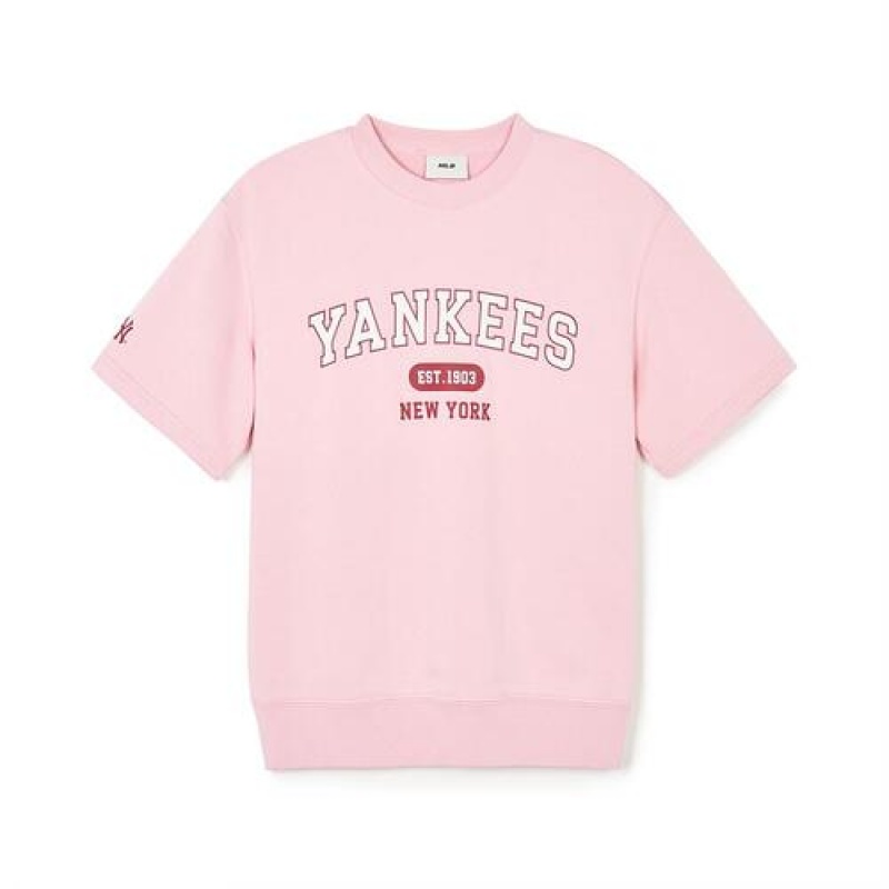 MLB Varsity Half Sleeve Sweatshirts T Shirts Pink | Australia_MLB12125