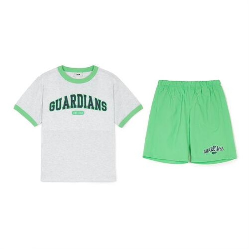 MLB Varsity Half Sleeve T Shirt Set Up Tops Green | Australia_MLB27221