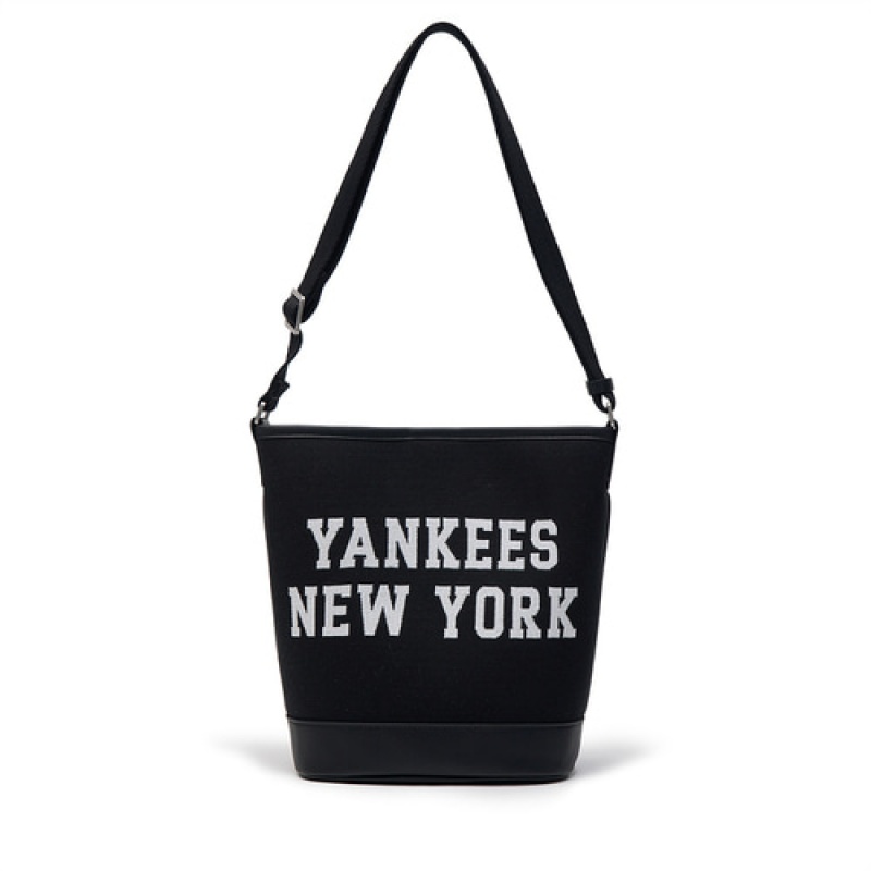 MLB Varsity Jacquard Canvas Crossbody Bags Black | Australia_MLB79313