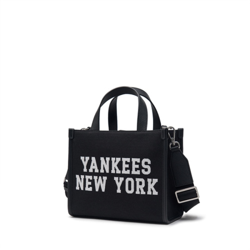 MLB Varsity Jacquard Canvas Small Tote Bags Black | Australia_MLB98041