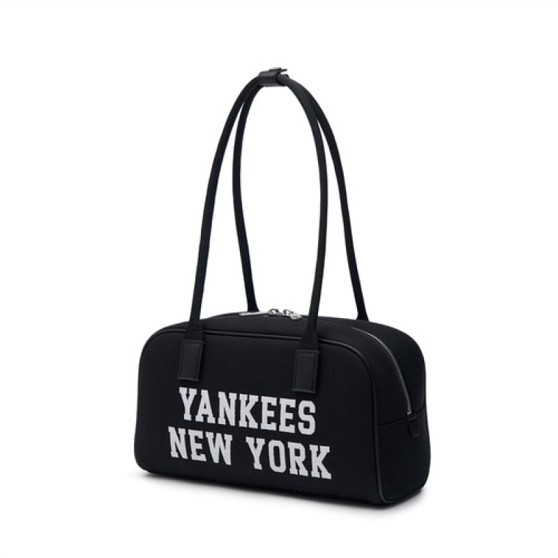 MLB Varsity Jacquard Canvas Square Tote Bags Black | Australia_MLB17749