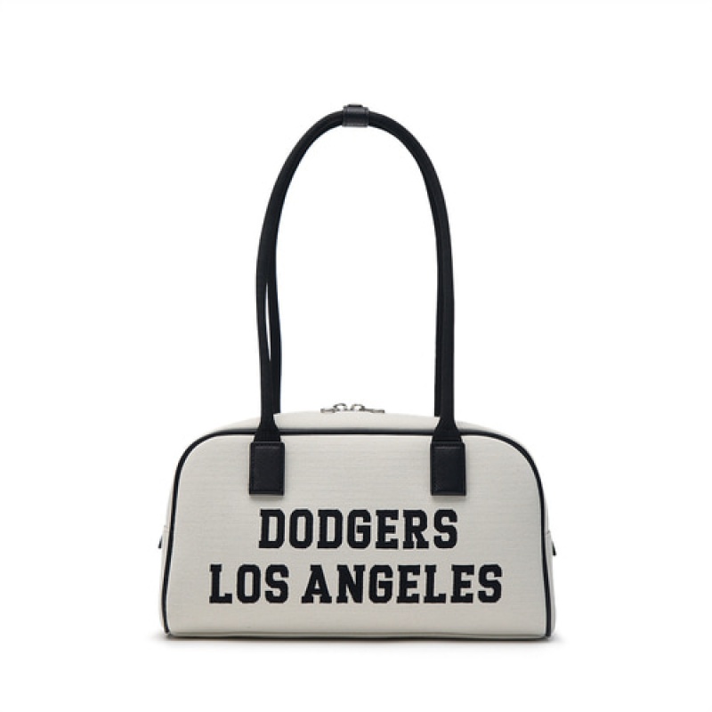 MLB Varsity Jacquard Canvas Square Tote Bags White | Australia_MLB62053