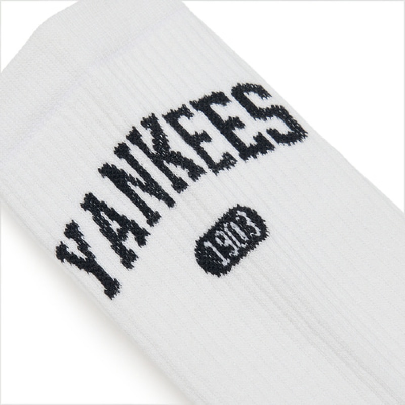 MLB Varsity Lettering Mid Socks White | Australia_MLB60147