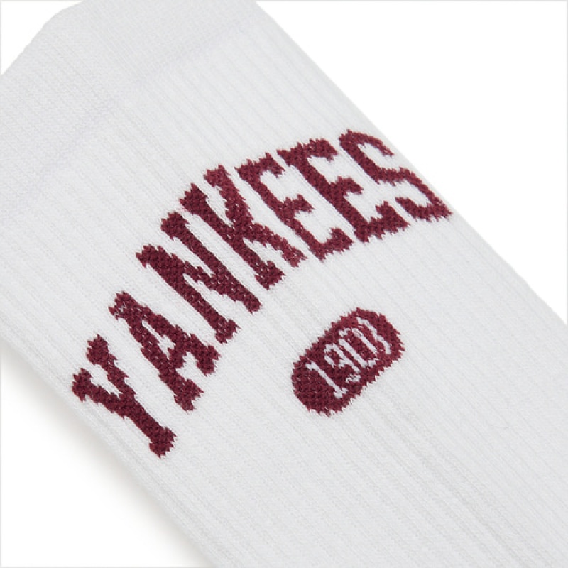 MLB Varsity Lettering Mid Socks White | Australia_MLB16713