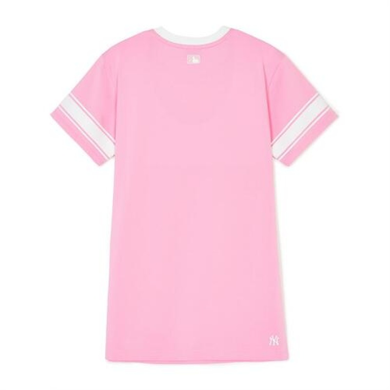 MLB Varsity Number Graphic Dress Tops Pink | Australia_MLB59168