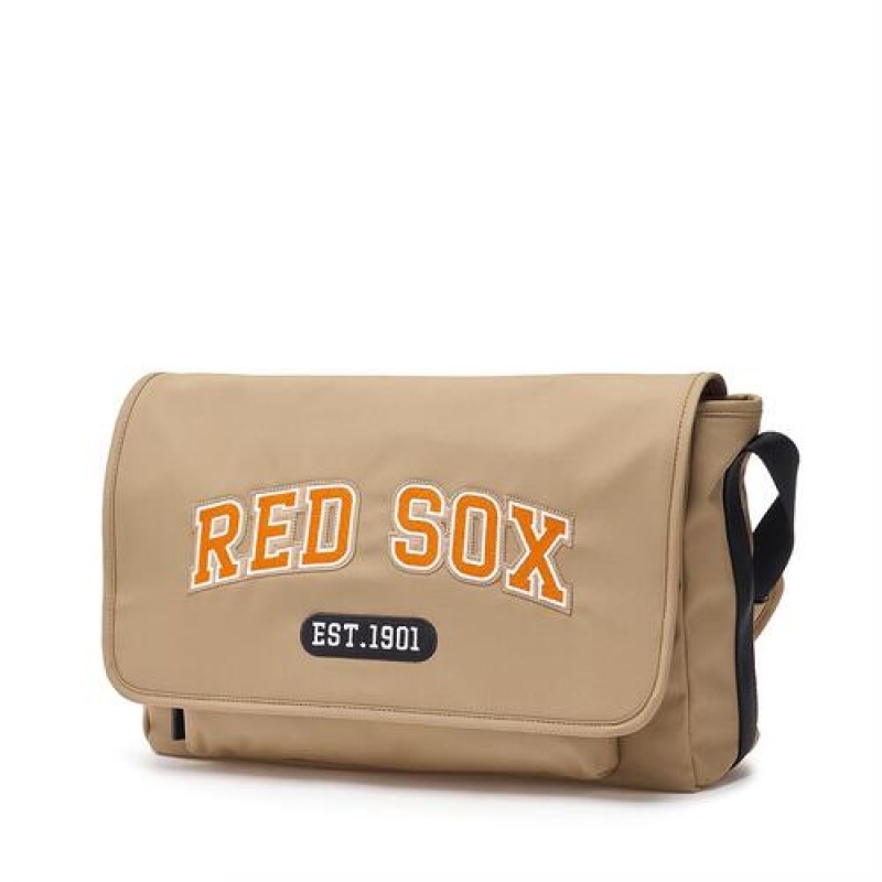 MLB Varsity Nylon Messenger Crossbody Bags Beige | Australia_MLB39261