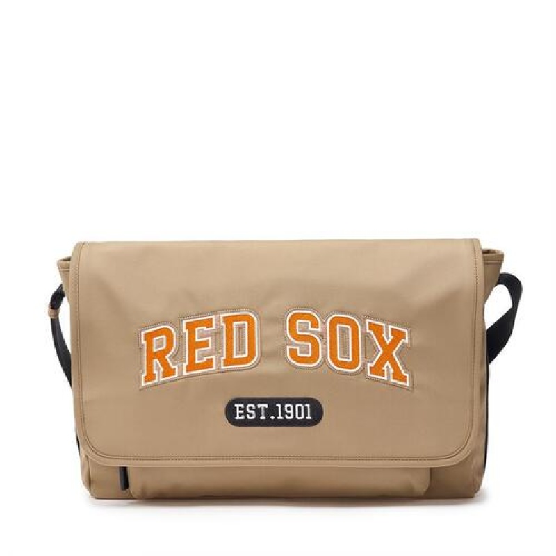 MLB Varsity Nylon Messenger Crossbody Bags Beige | Australia_MLB39261