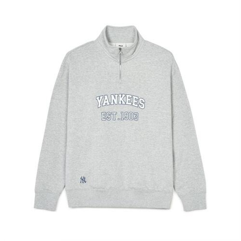 MLB Varsity Over Fit Half Zip Sweatshirts Grey | Australia_MLB18601