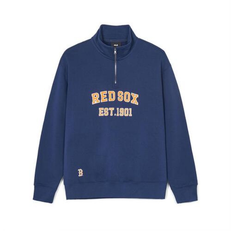 MLB Varsity Over Fit Half Zip Sweatshirts Blue | Australia_MLB34328