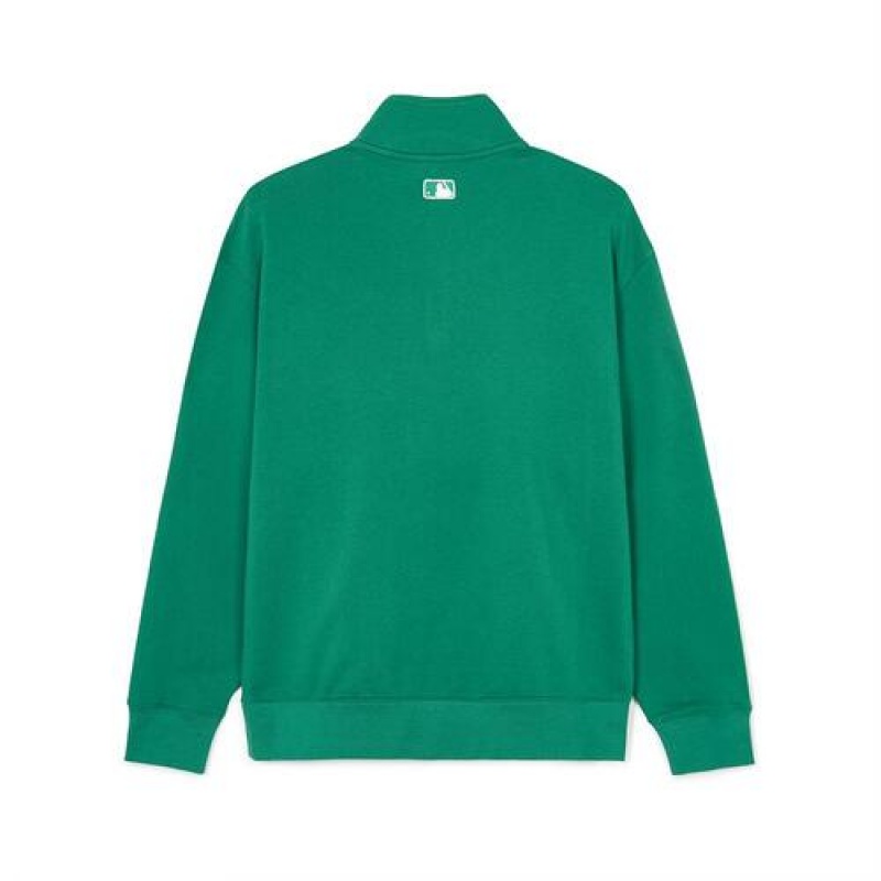 MLB Varsity Over Fit Half Zip Sweatshirts Green | Australia_MLB54653