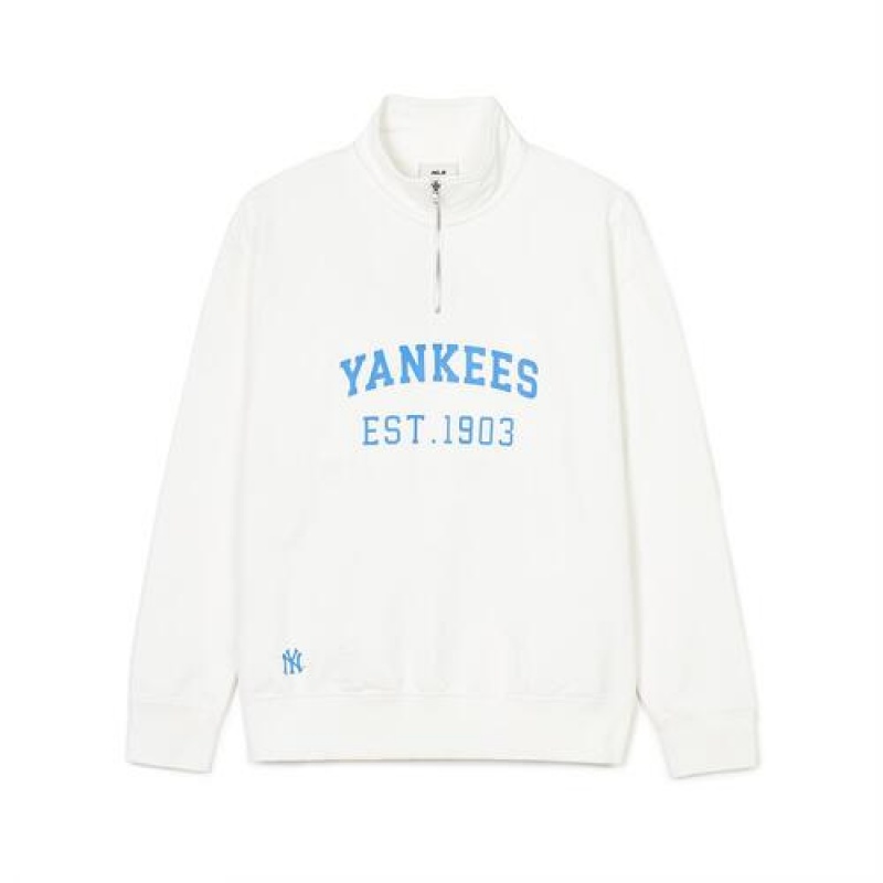 MLB Varsity Over Fit Half Zip Sweatshirts White | Australia_MLB37689