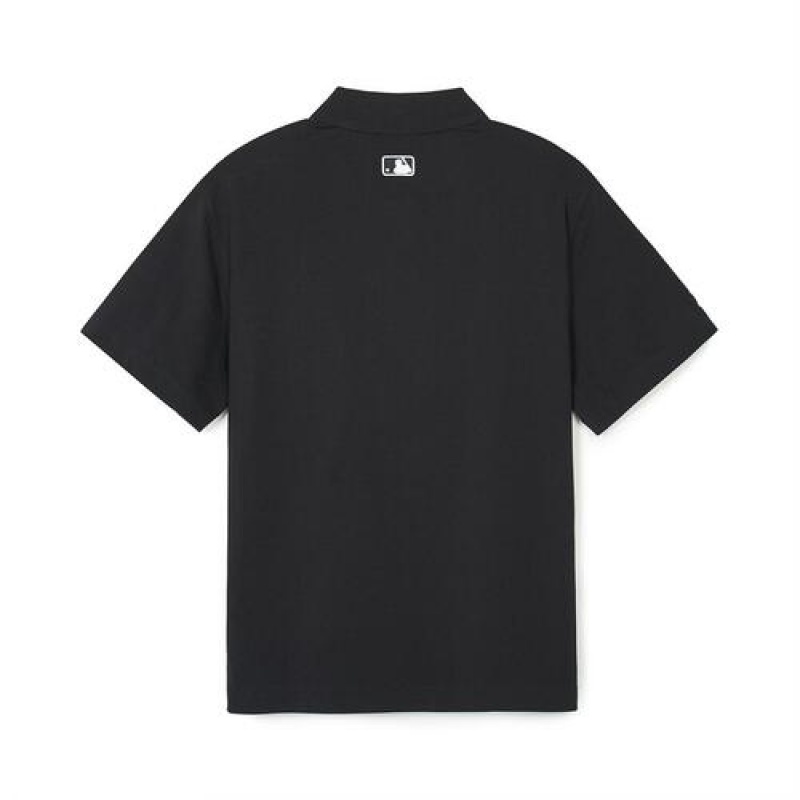 MLB Varsity Over Fit Polo T Shirts Black | Australia_MLB20750