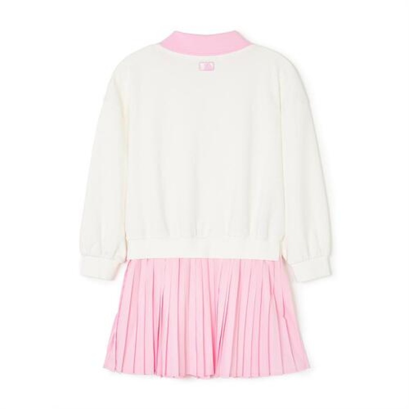 MLB Varsity Sweatshirt Dress Tops White / Pink | Australia_MLB63986