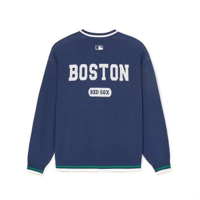 MLB Varsity V Neck Pullover Sweaters Blue | Australia_MLB76686