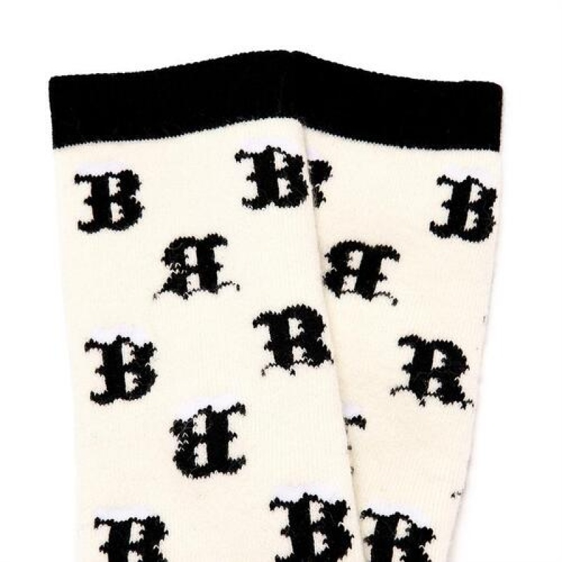 MLB Winter Monogram Board Socks Accessories White | Australia_MLB33698