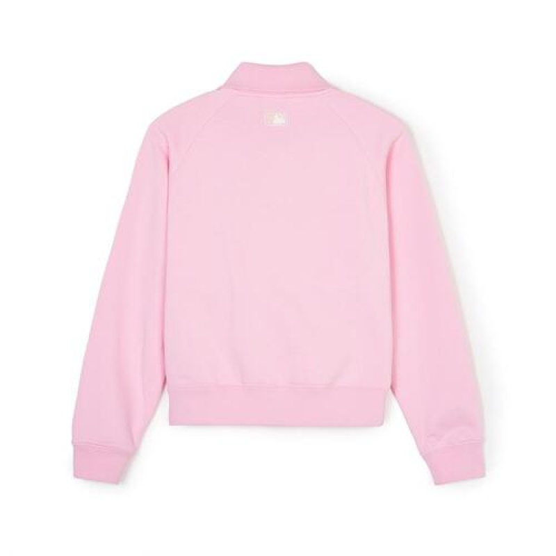 MLB Women Basic Small Logo Crop Sweatshirts Pink | Australia_MLB43601