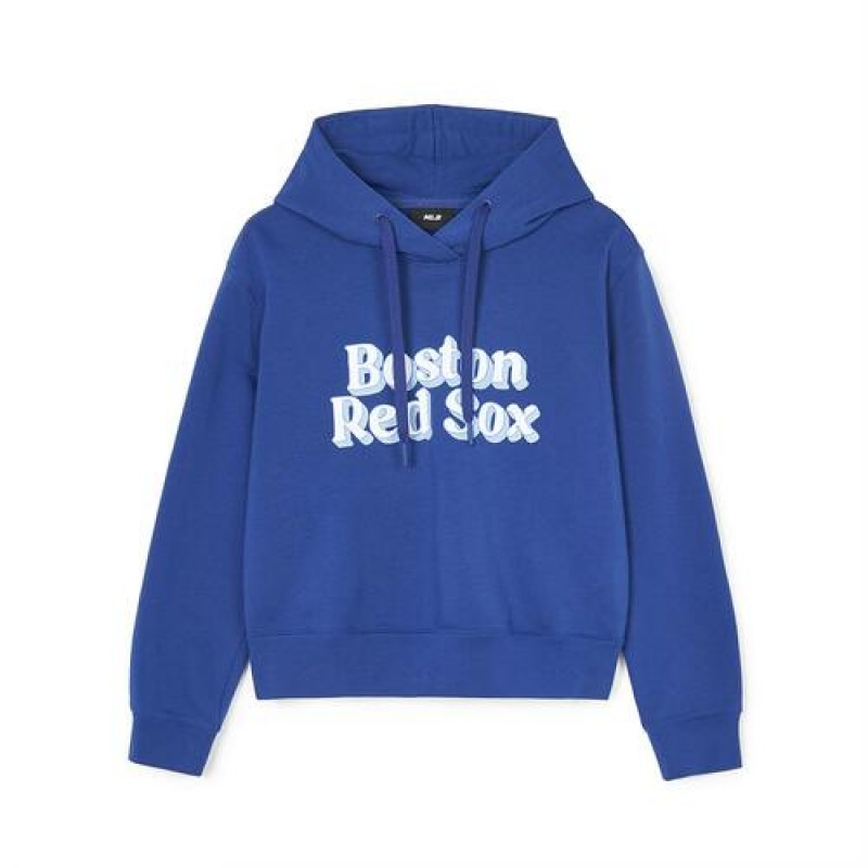 MLB Women Varsity Crop Hoodie Blue | Australia_MLB18594