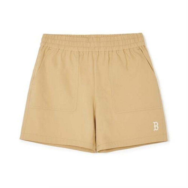 MLB Women`s Basic Cotton Touch 5.5in Woven Shorts Bottoms Yellow | Australia_MLB60117