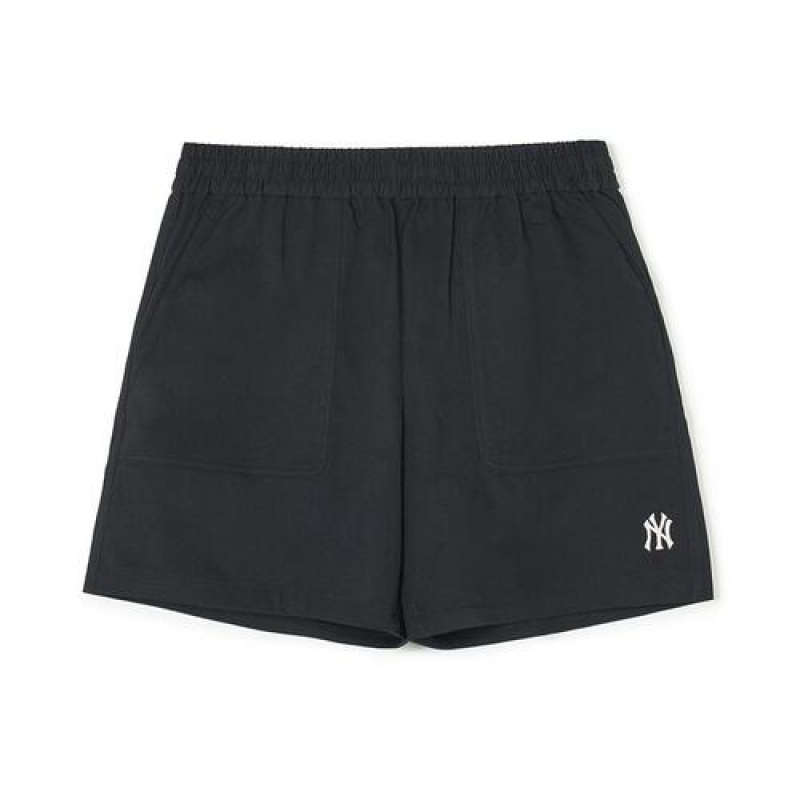 MLB Women`s Basic Cotton Touch 5.5in Woven Shorts Bottoms Black | Australia_MLB74390