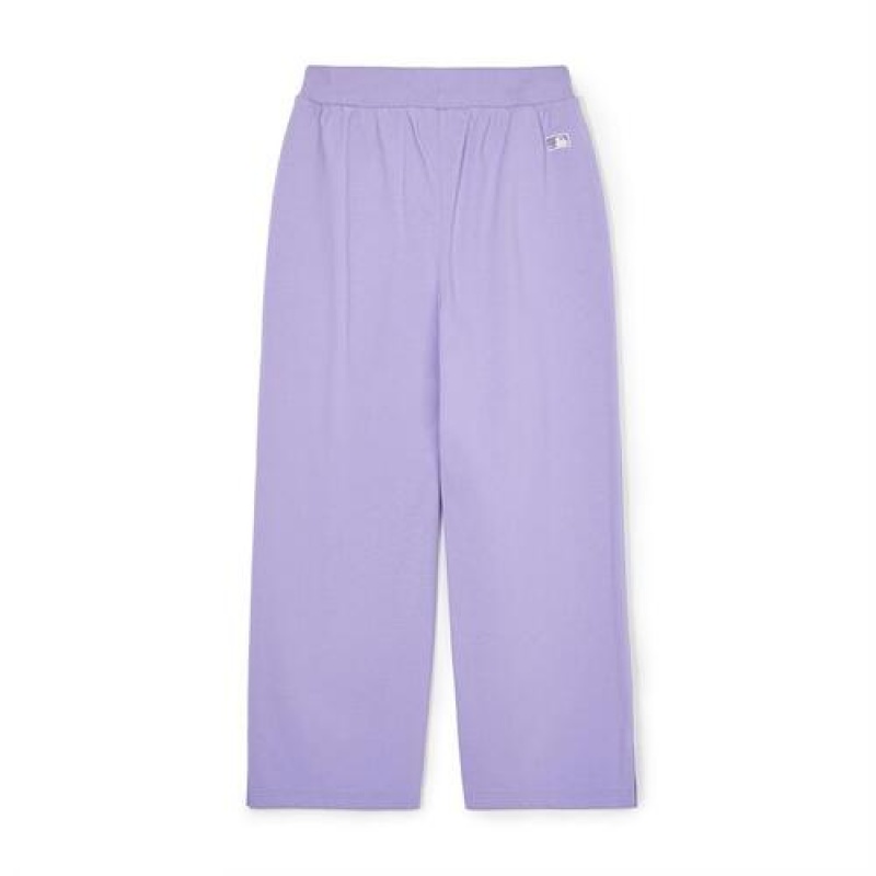 MLB Women`s Basic Small Logo Wide Pants Bottoms Purple | Australia_MLB64654