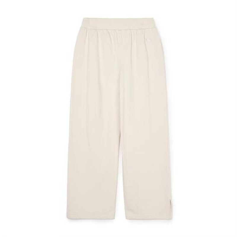 MLB Women`s Basic Small Logo Wide Pants Bottoms White | Australia_MLB56891