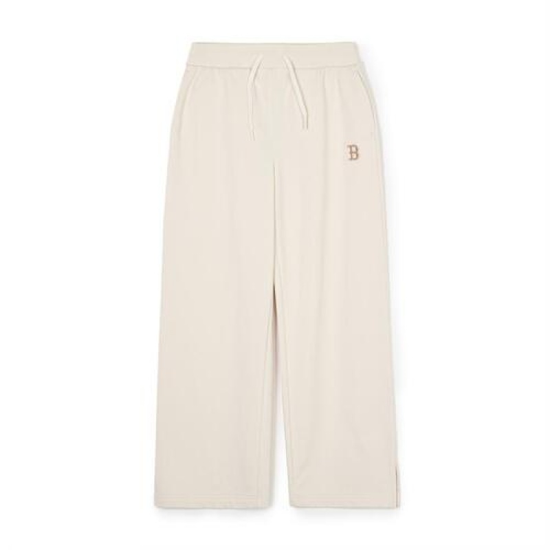 MLB Women`s Basic Small Logo Wide Pants Bottoms White | Australia_MLB56891