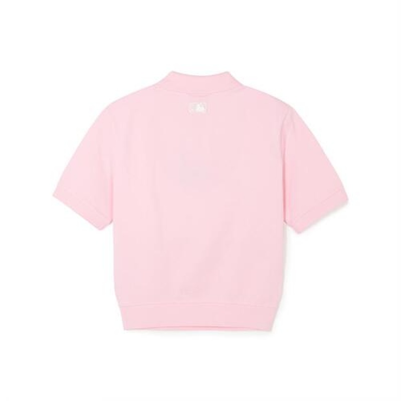 MLB Women`s Heart Crop Polo T Shirts Pink | Australia_MLB84838