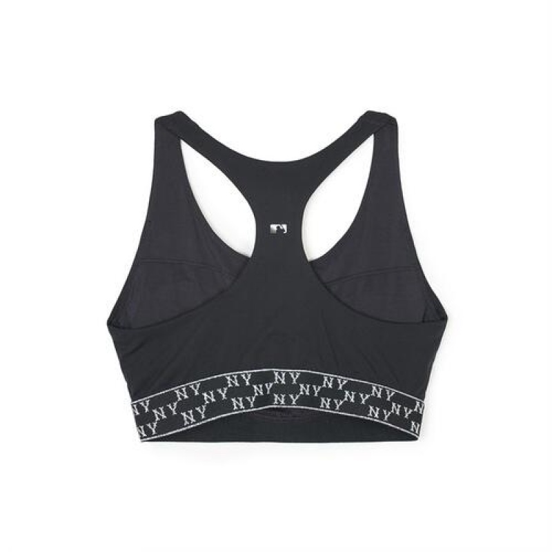 MLB Women`s Monogram Luxleisure Lettering Band Point Crop Top T Shirts Black | Australia_MLB85661