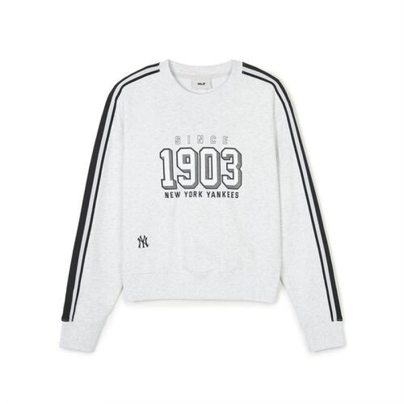 MLB Women`s Sportive Varsity Track Crop Sweatshirts White | Australia_MLB59281