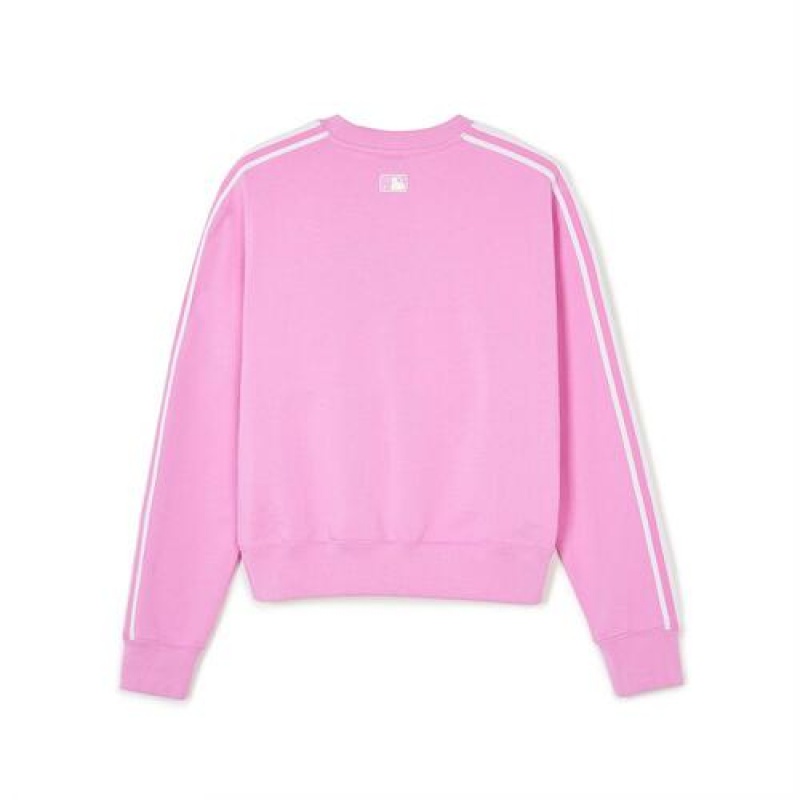 MLB Women`s Sportive Varsity Track Crop Sweatshirts Pink | Australia_MLB36449