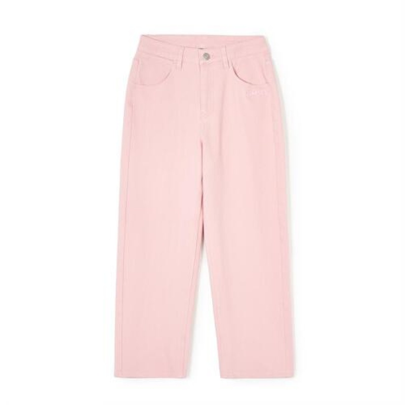 MLB Women`s Varsity Logo Wide Pants Denim Pink | Australia_MLB10100