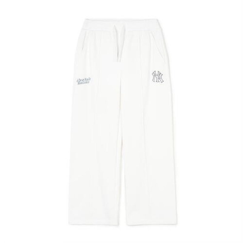 MLB Women`s Varsity Pintuck Wide Pants Bottoms White | Australia_MLB49992