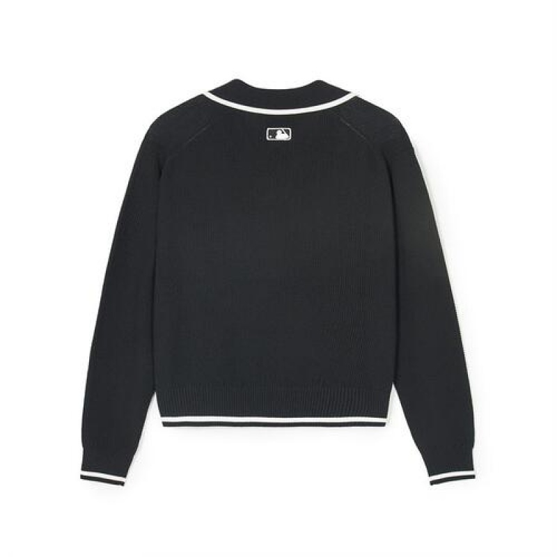 MLB Women`s Varsity Slit Collar Neck Pullover Sweaters Black | Australia_MLB52974