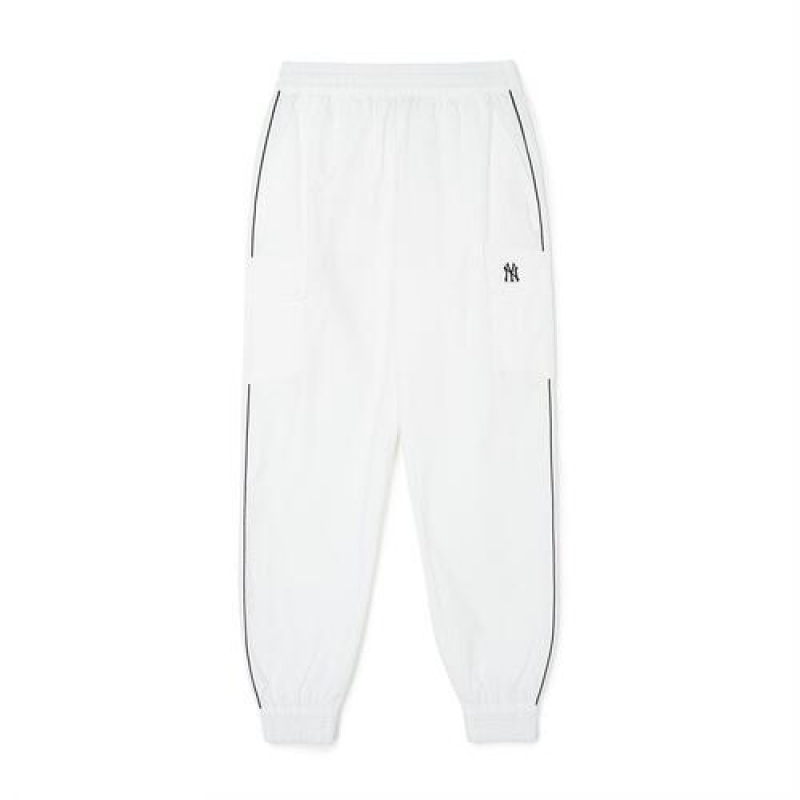 MLB Women`s Varsity Sportive Woven Cargo Track Pants Bottoms White | Australia_MLB37180