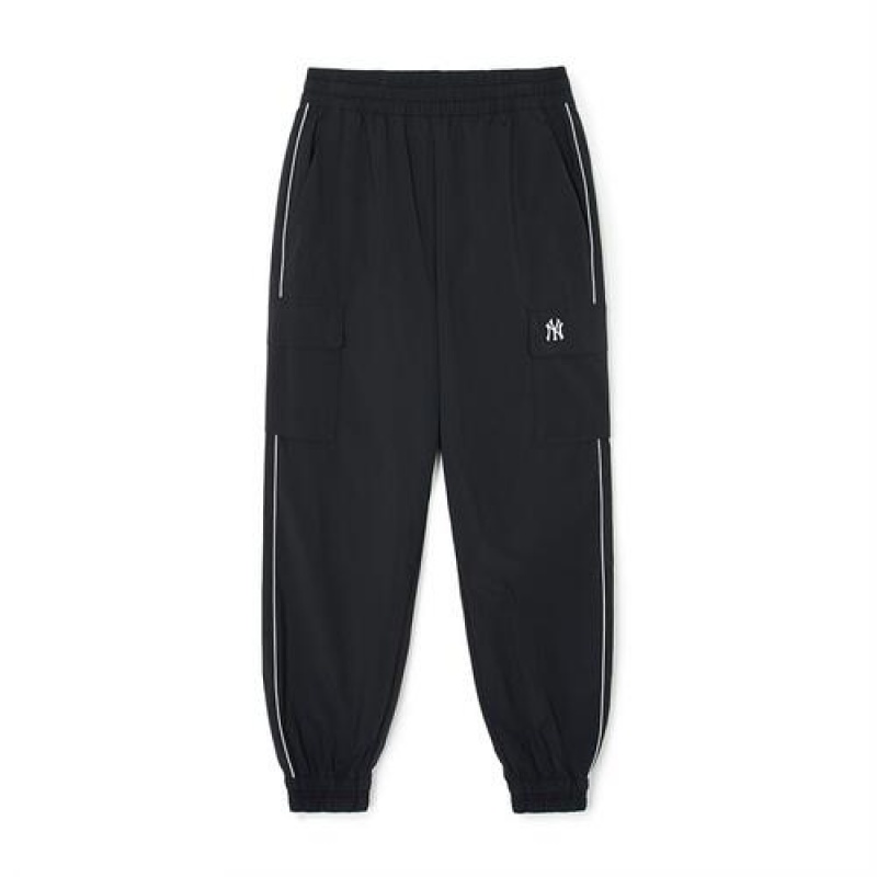 MLB Women`s Varsity Sportive Woven Cargo Track Pants Bottoms Black | Australia_MLB64464