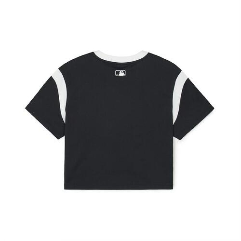 MLB Womens`s Varsity Crop T Shirts Black | Australia_MLB71889