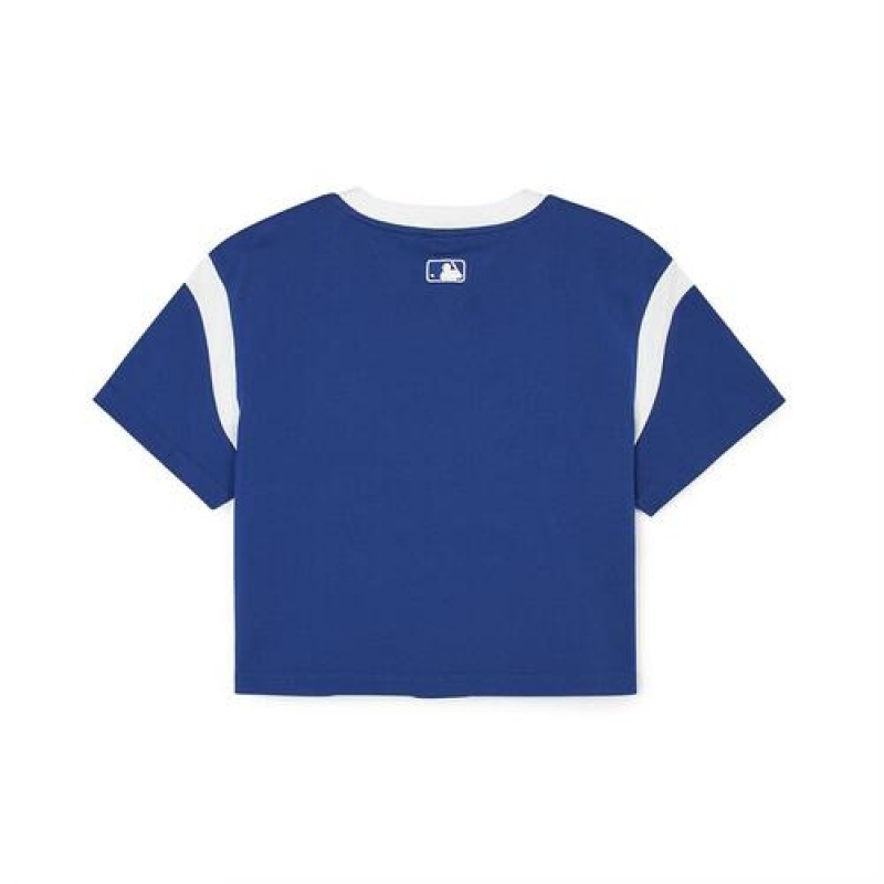 MLB Womens`s Varsity Crop T Shirts Blue | Australia_MLB18720