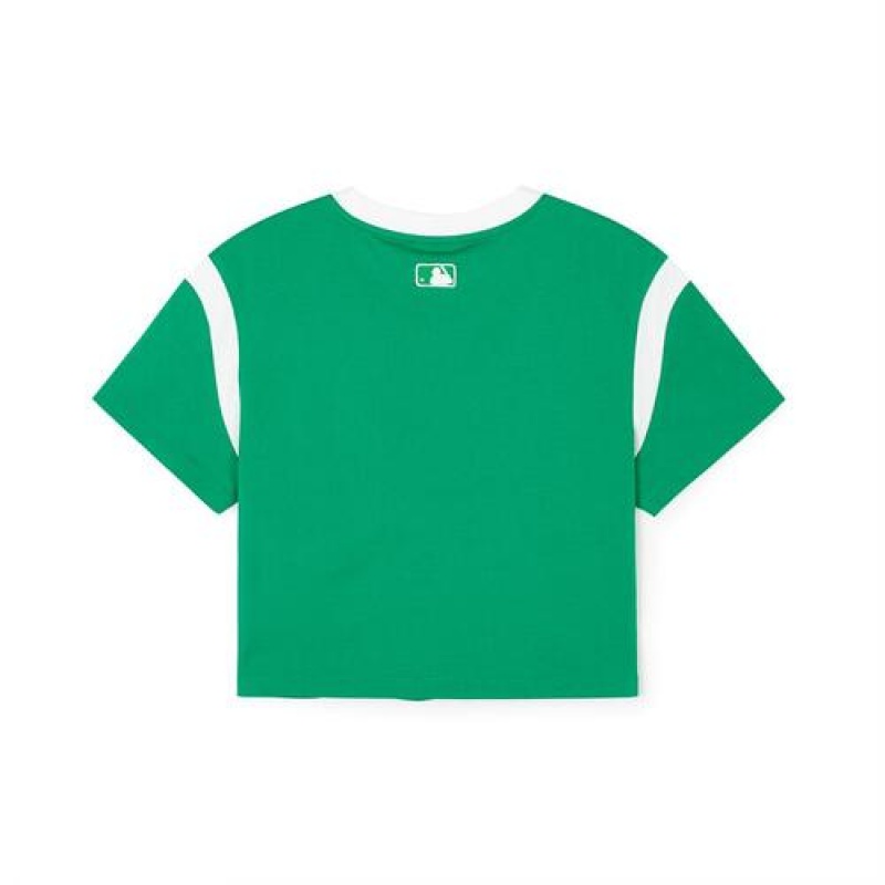 MLB Womens`s Varsity Crop T Shirts Green | Australia_MLB97798