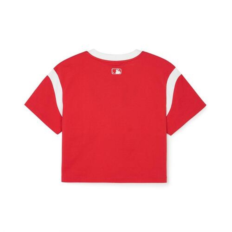 MLB Womens`s Varsity Crop T Shirts Red | Australia_MLB86919