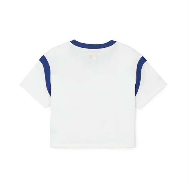 MLB Womens`s Varsity Crop T Shirts White | Australia_MLB58186